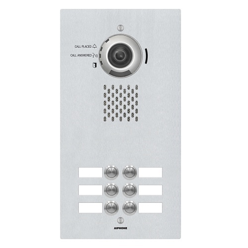 Aiphone IX-DVF-6 IX Series 6-Call Button IP Video Door Station, Flush Mount, Stainless Steel