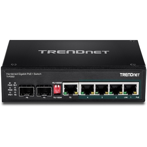 6-port Hardened Industrial Gigabit PoE+ DIN-Rail Switch