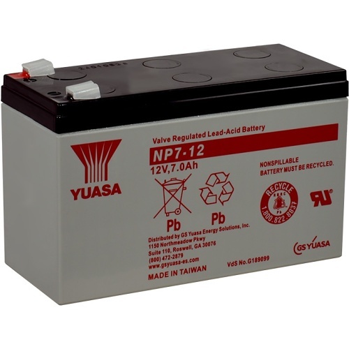 Yuasa NP 7-12 12V, 7Ah Rechargeable SLA Battery, A/D Terminals Lead Calcium Alloy Battery