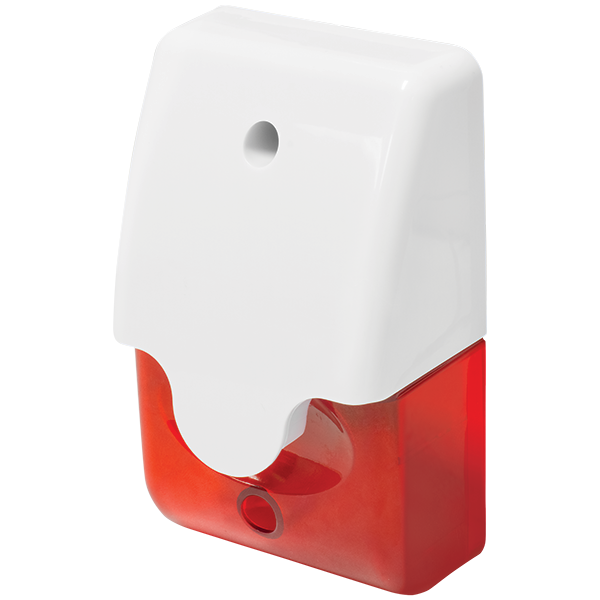 Synchronized piezo siren and LED strobe helps to deter would