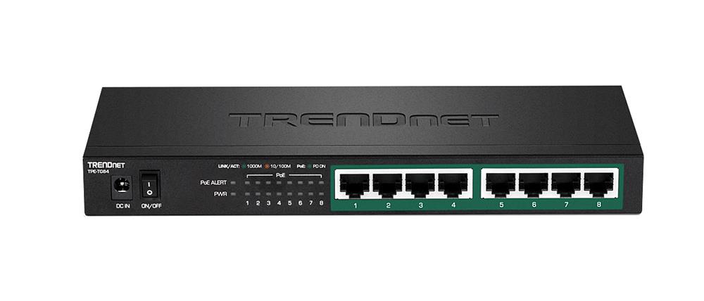 TRENDnet TPE-TG84 8-Port Gigabit PoE+ Switch, 120W, 16 Gbps