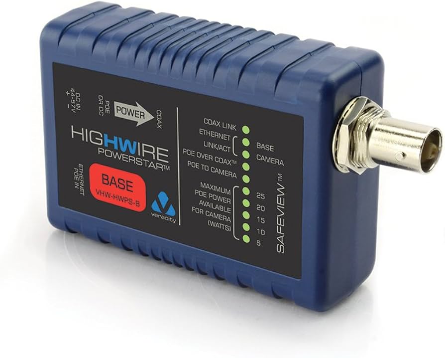 Highwire Ethernet and POE over coax adaptor