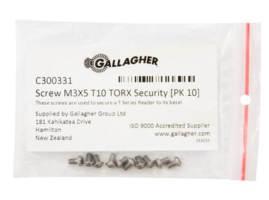 Gallagher SCREW M3X5 T10 TORX SECURITY PK 10